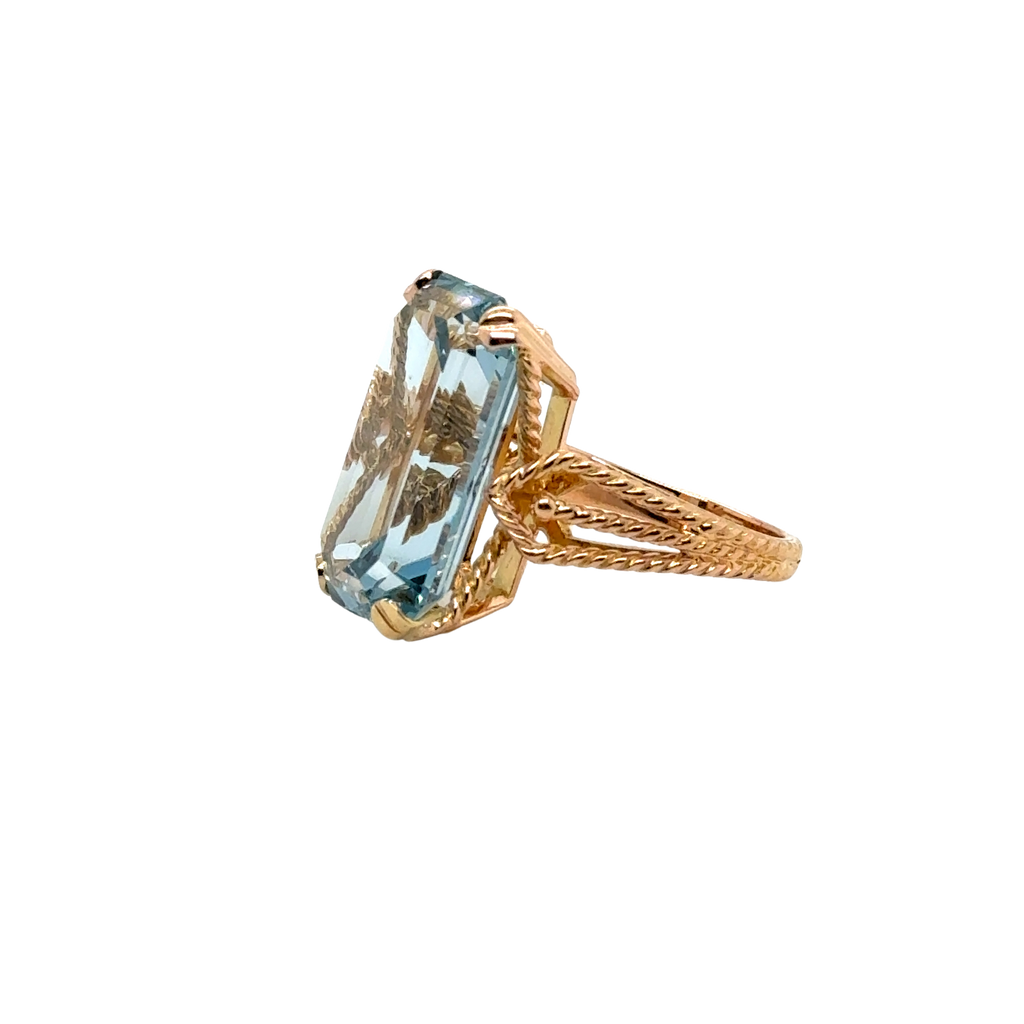 Bague Or jaune et Zyrconium bleu