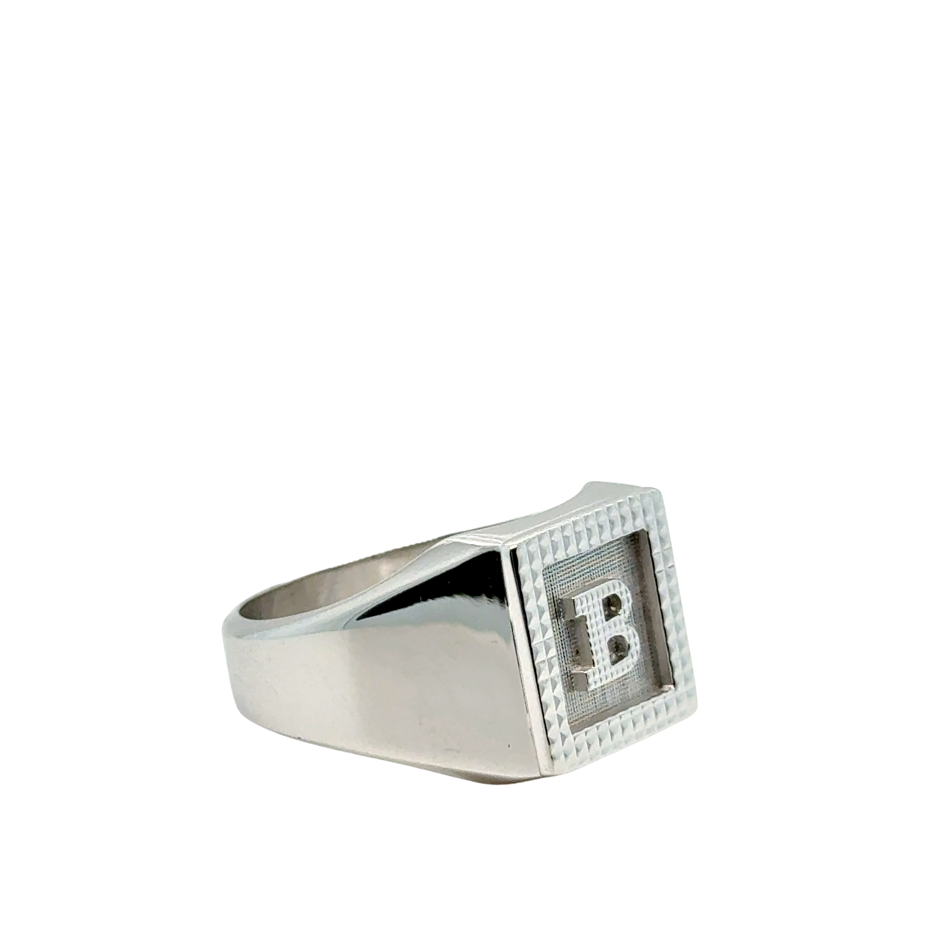 Chevalière Initiale « B » - Or Blanc