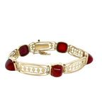 Art déco -  Bracelet Or jaune et cabochon Cornaline