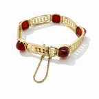 Art déco -  Bracelet Or jaune et cabochon Cornaline