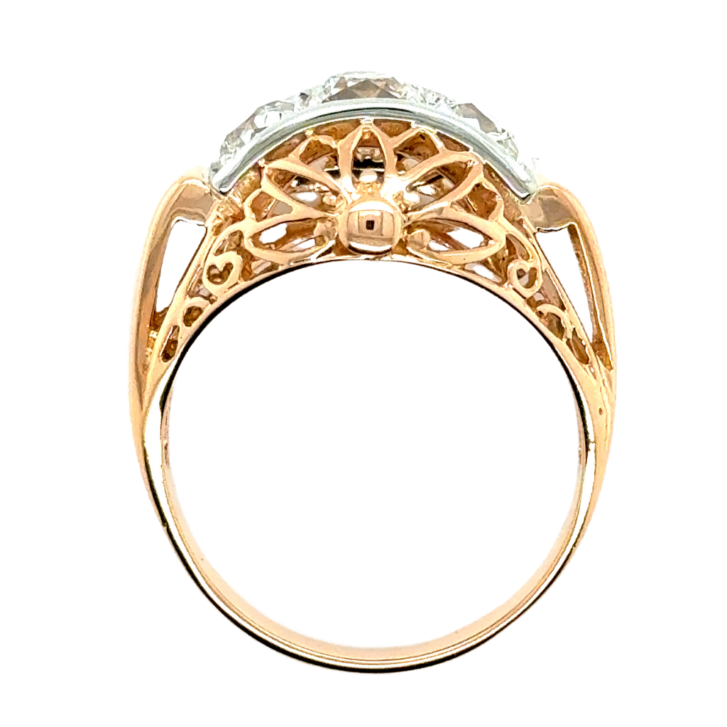 Bague Tank - Or Rose et Platine - Diamants - 1940