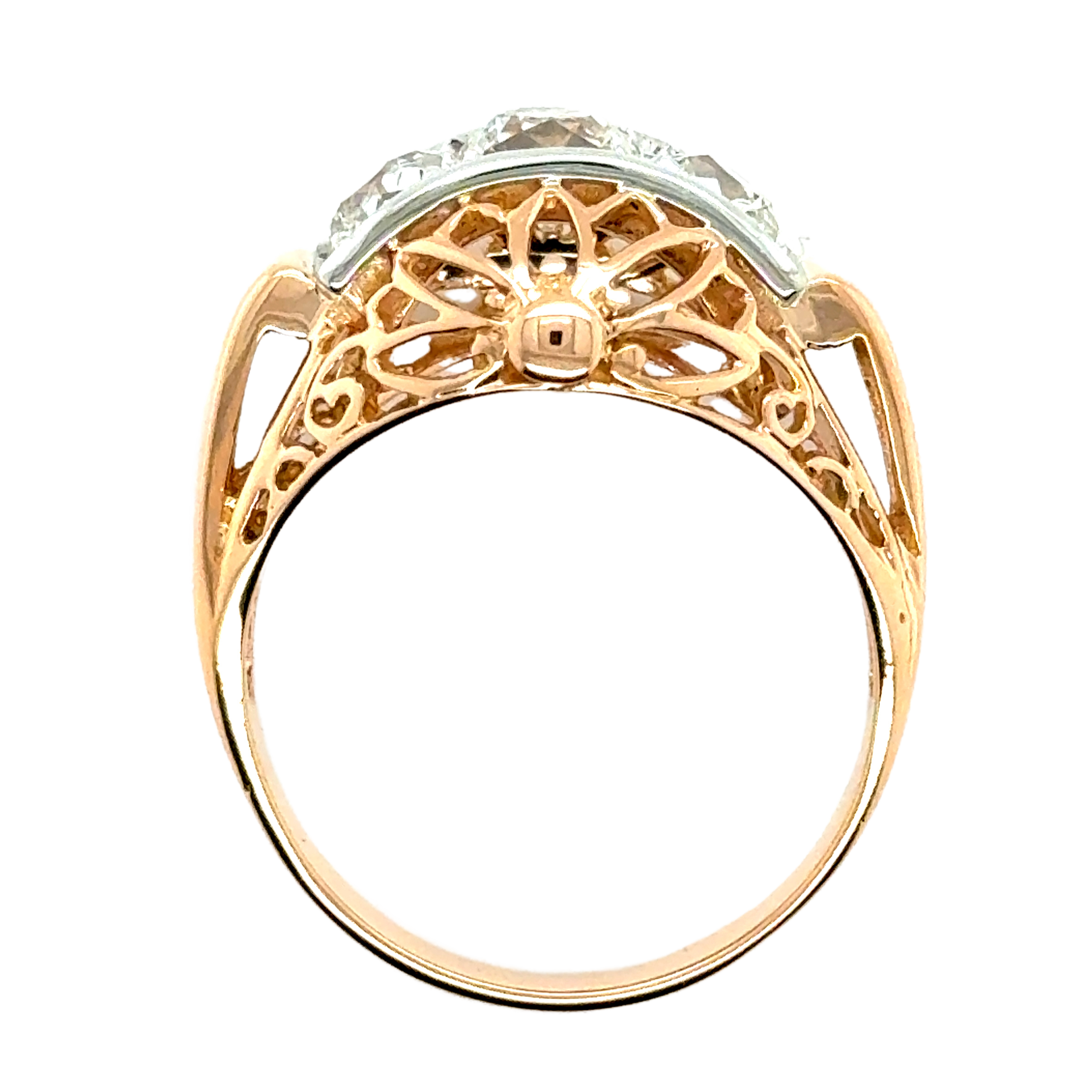 Bague Tank - Or Rose et Platine - Diamants - 1940