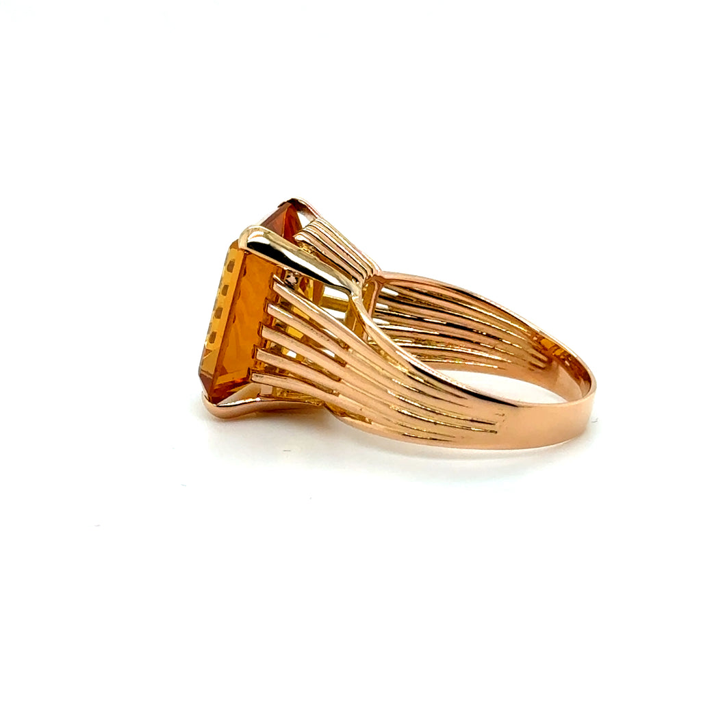 Bague Or jaune et Quartz fumé