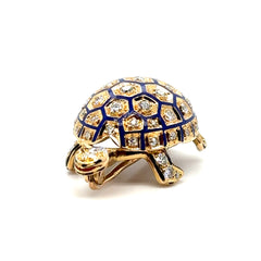 Broche Tortue en Or, Émaillée et Sertie de Diamants