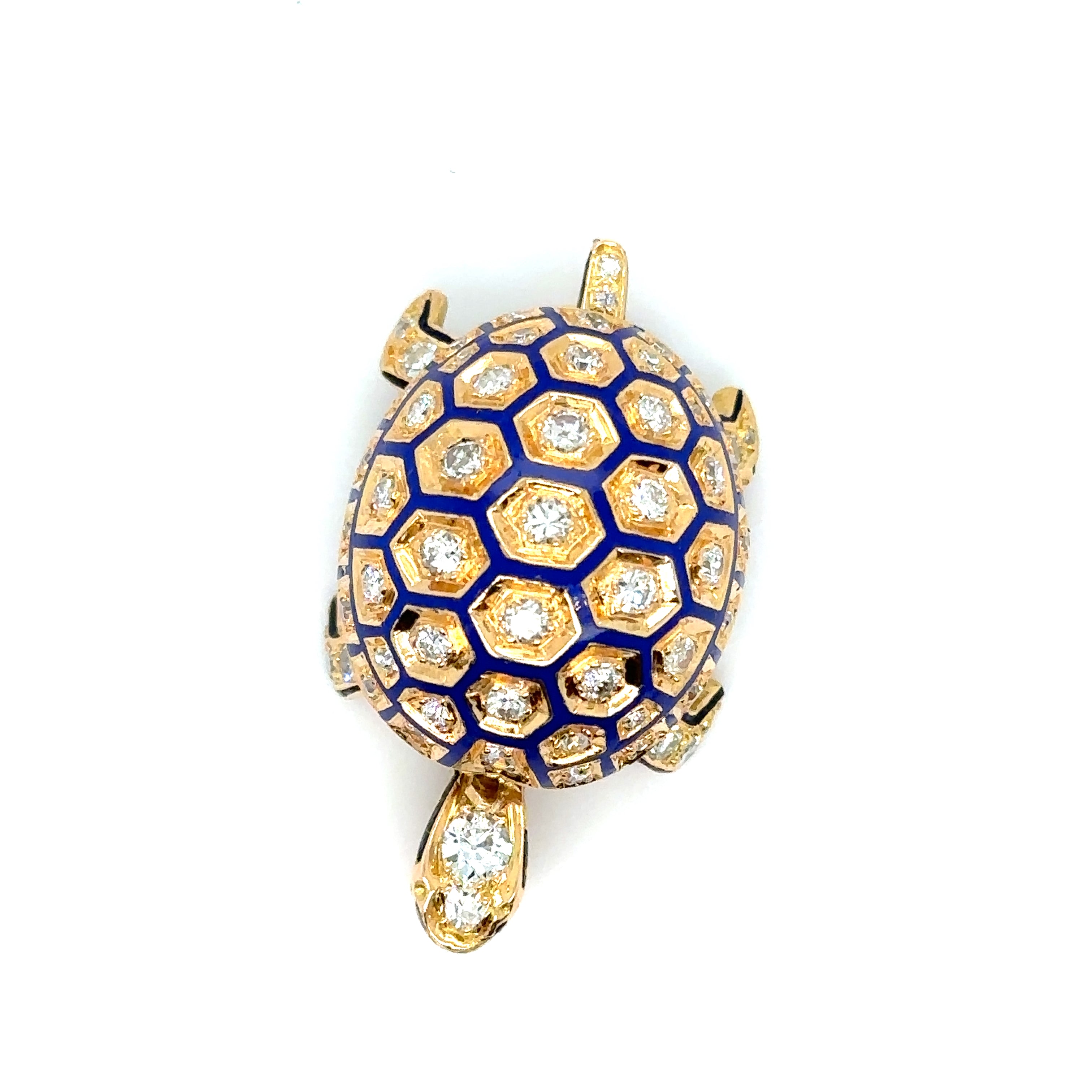 Broche Tortue en Or, Émaillée et Sertie de Diamants