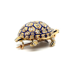 Broche Tortue en Or, Émaillée et Sertie de Diamants