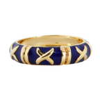 Yellow Gold Ring - Blue Enamel