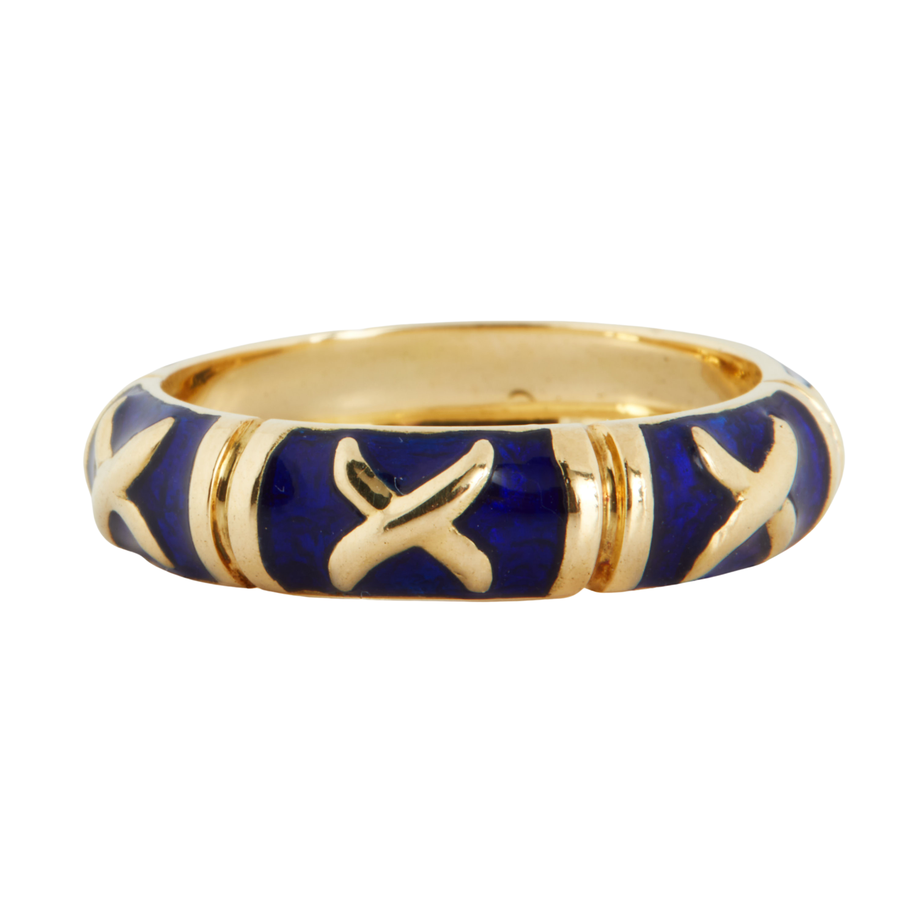 Yellow Gold Ring - Blue Enamel