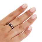 Yellow Gold Ring - Blue Enamel