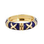 Yellow Gold Ring - Blue Enamel