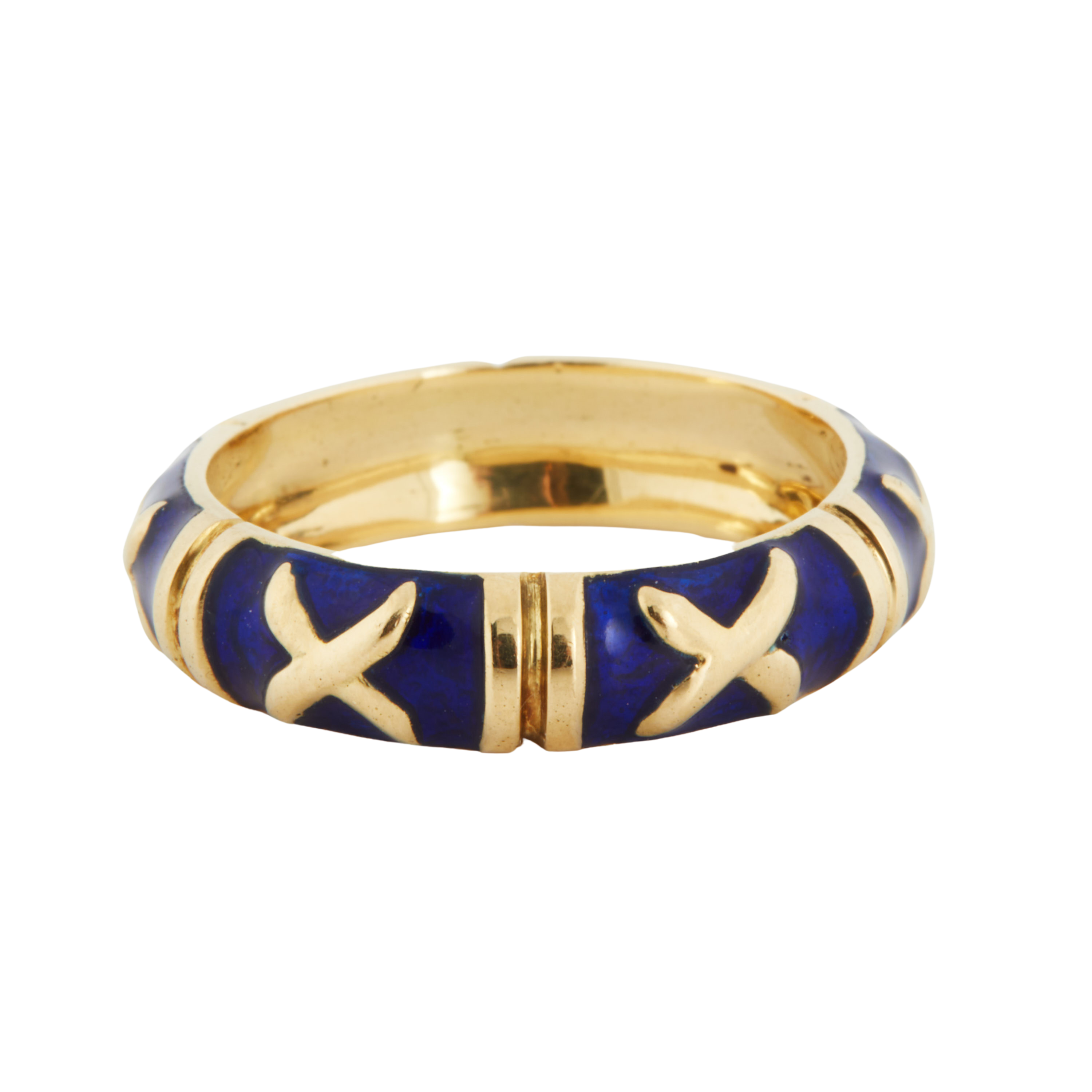 Bague Or Jaune - Émaille Bleu