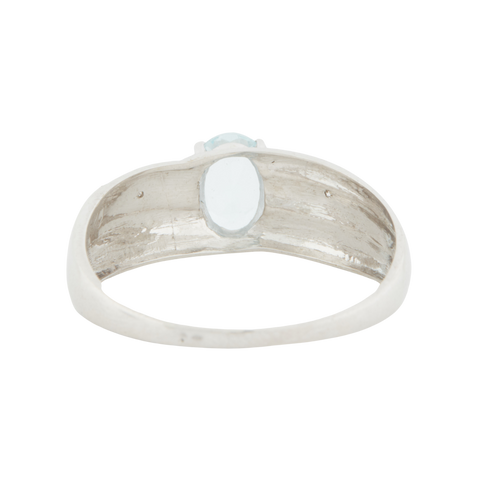 Bague Or Blanc - Aiguë Marine