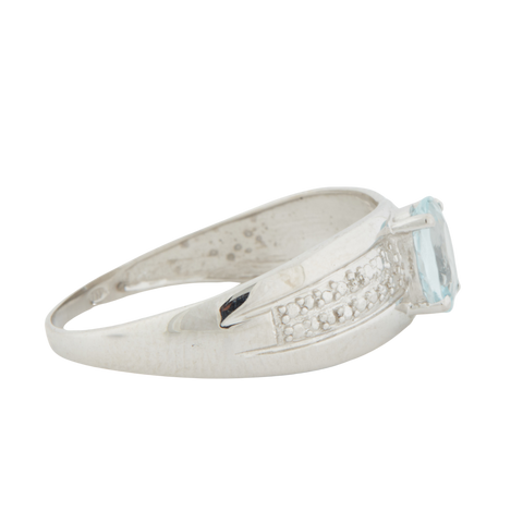 Bague Or Blanc - Aiguë Marine