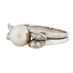 Bague Or blanc et Platine - Diamants et Perle de culture