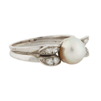 Bague Or blanc et Platine - Diamants et Perle de culture