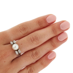 Bague Or blanc et Platine - Diamants et Perle de culture