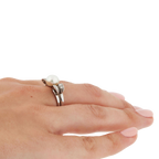 Bague Or blanc et Platine - Diamants et Perle de culture