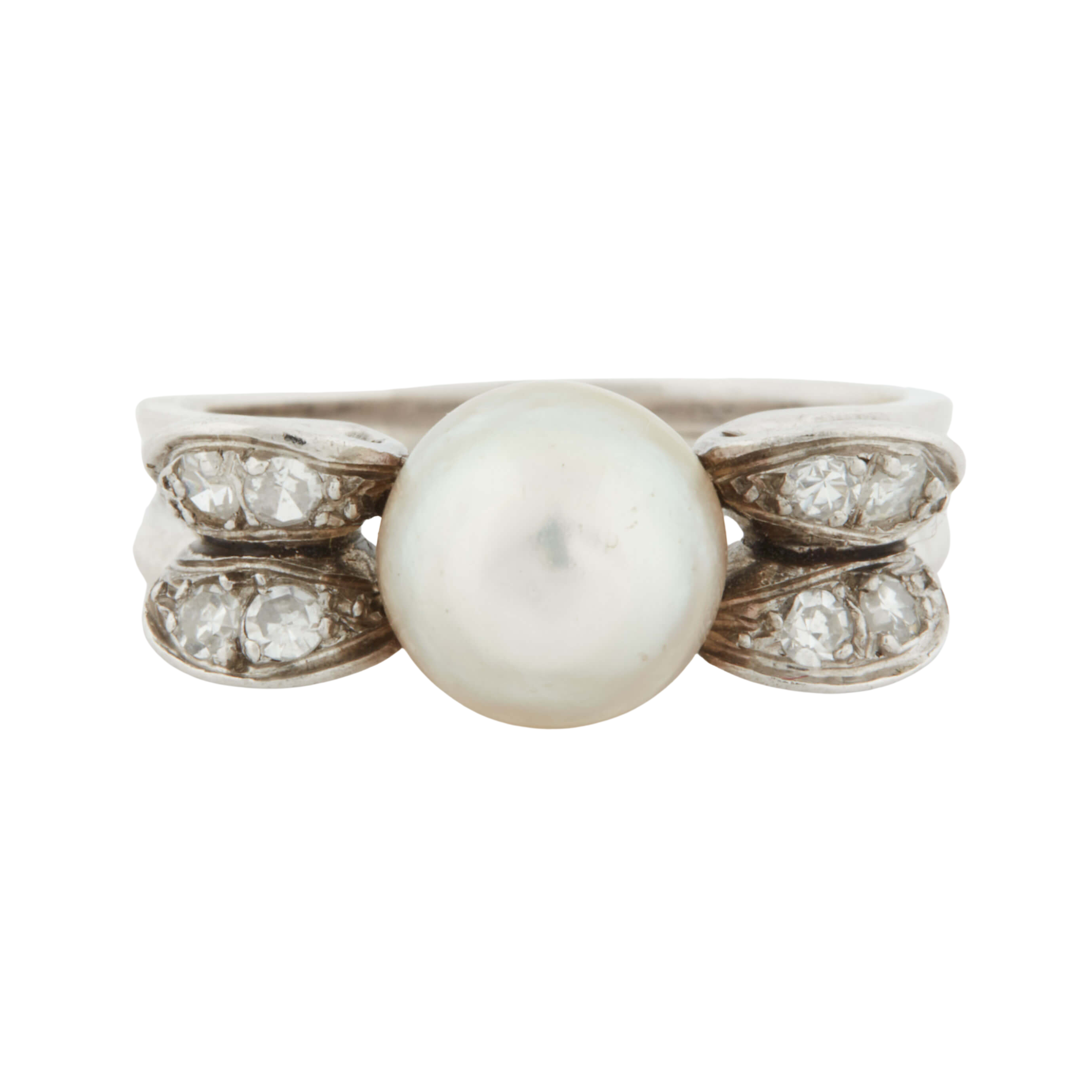 Bague Or blanc et Platine - Diamants et Perle de culture