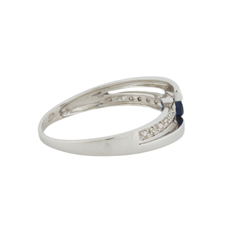 Bague Or Blanc - Saphir et diamants