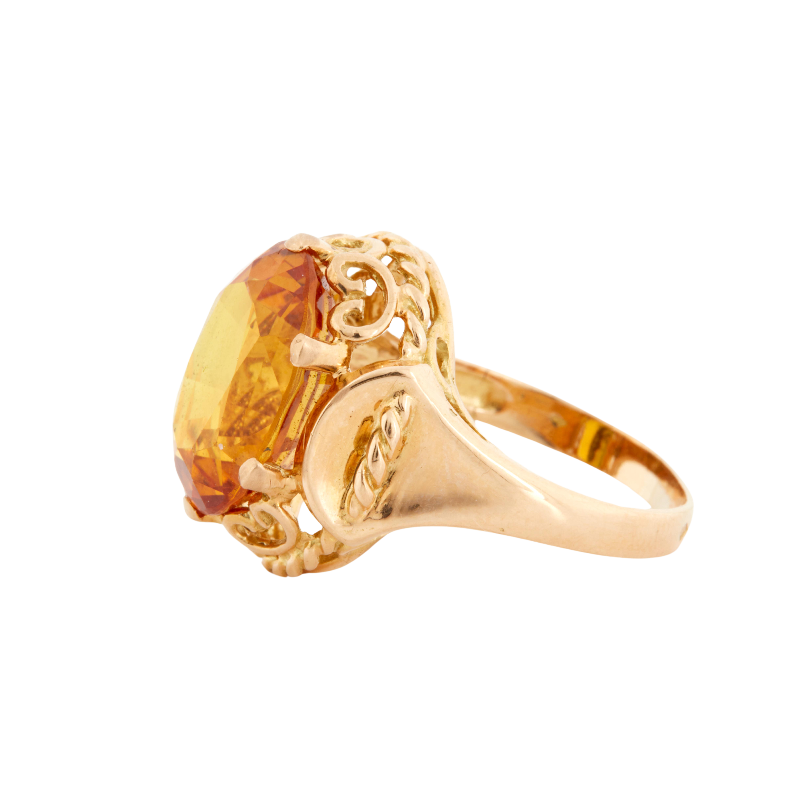 Bague Or Jaune - Quartz fumé