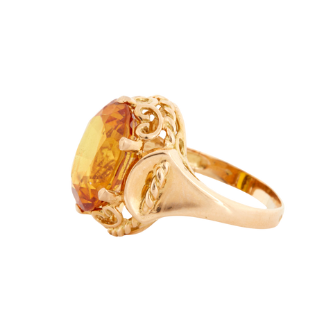 Bague Or Jaune - Quartz fumé