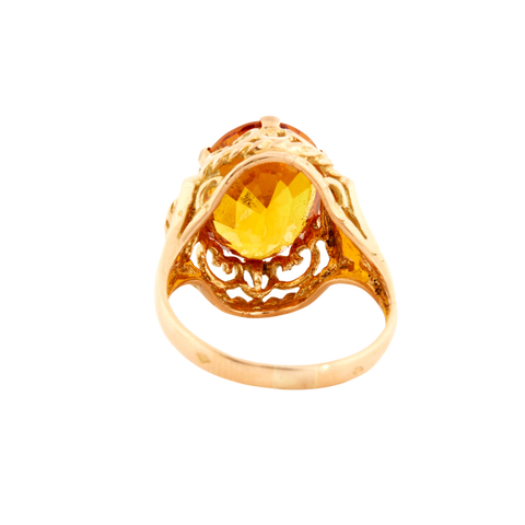 Bague Or Jaune - Quartz fumé