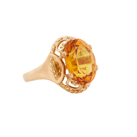 Bague Or Jaune - Quartz fumé