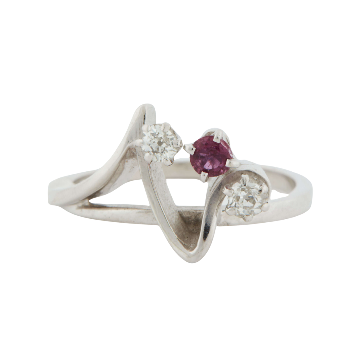 BAGUE OR BLANC - RUBIS ET DIAMANTS