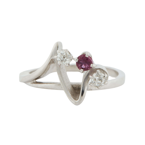 BAGUE OR BLANC - RUBIS ET DIAMANTS