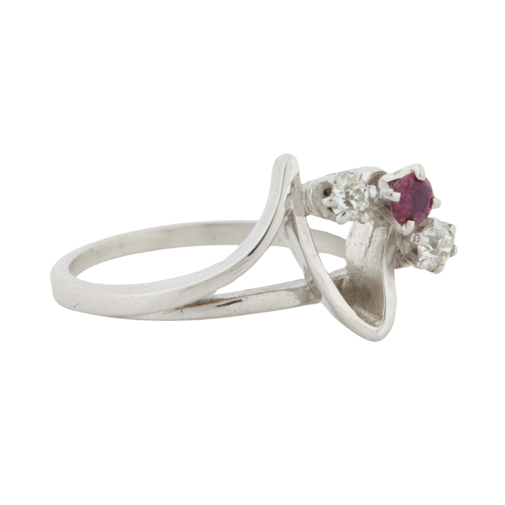 Bague Or blanc - Rubis et Diamant