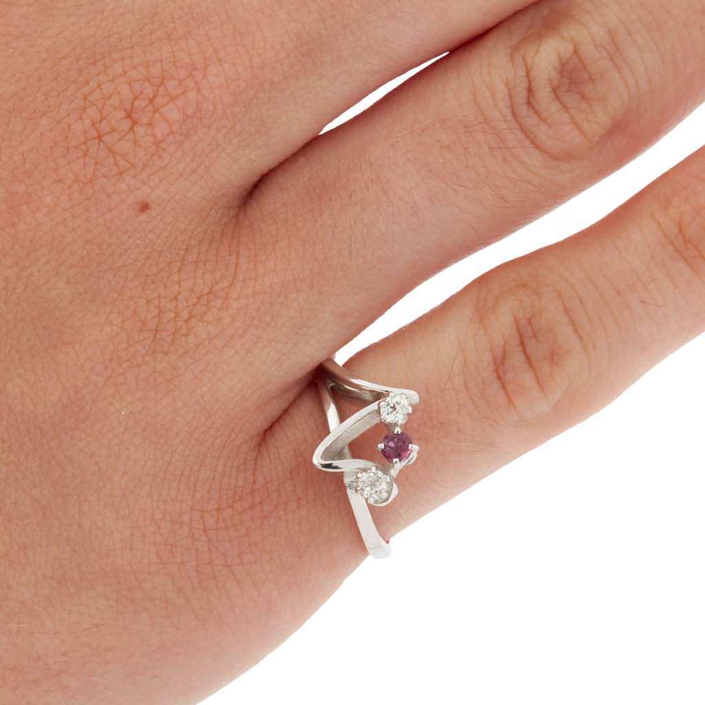 Bague Or blanc - Rubis et Diamant