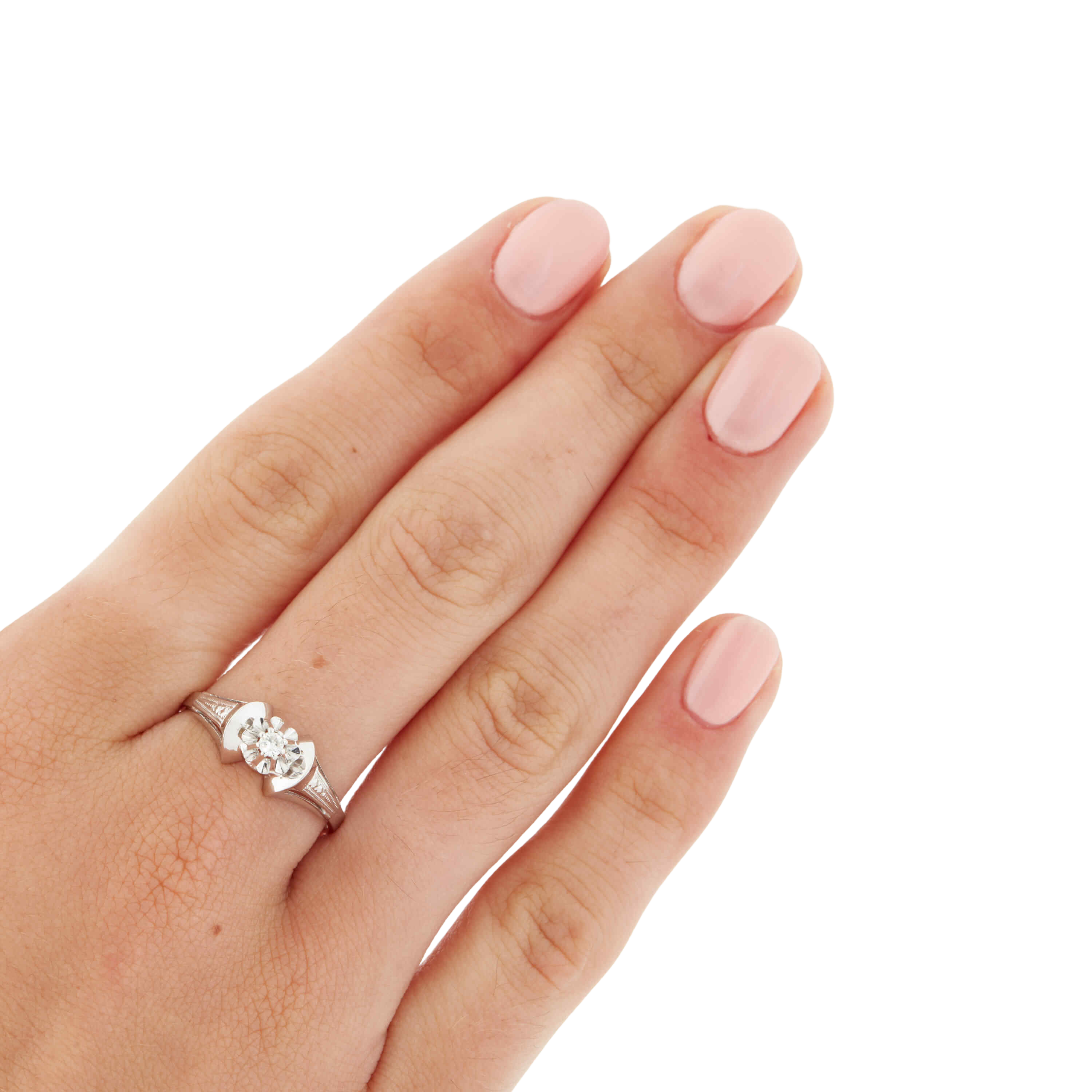 Bague - Or Blanc et Diamant - Epoque 1930