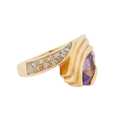 Bague Or Jaune - Améthyste et Diamants