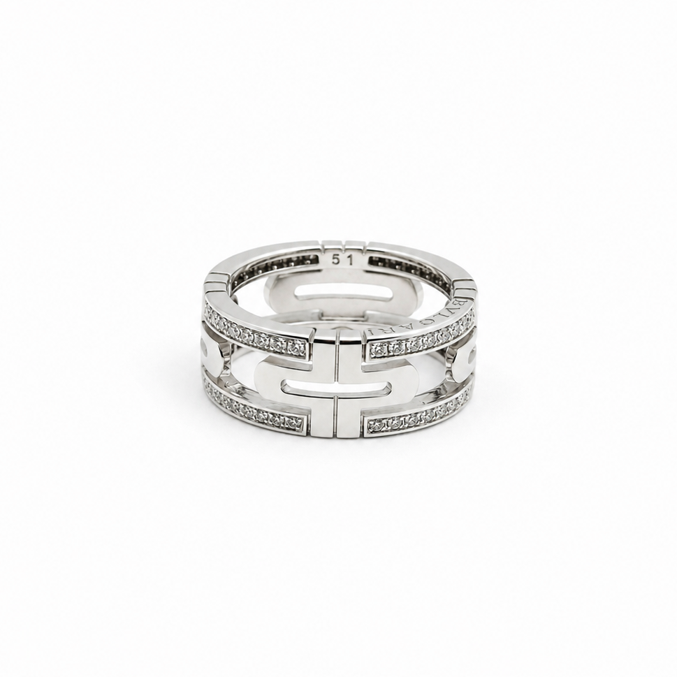 Bulgari - Bague or blanc et diamants - Modèle Parentesi