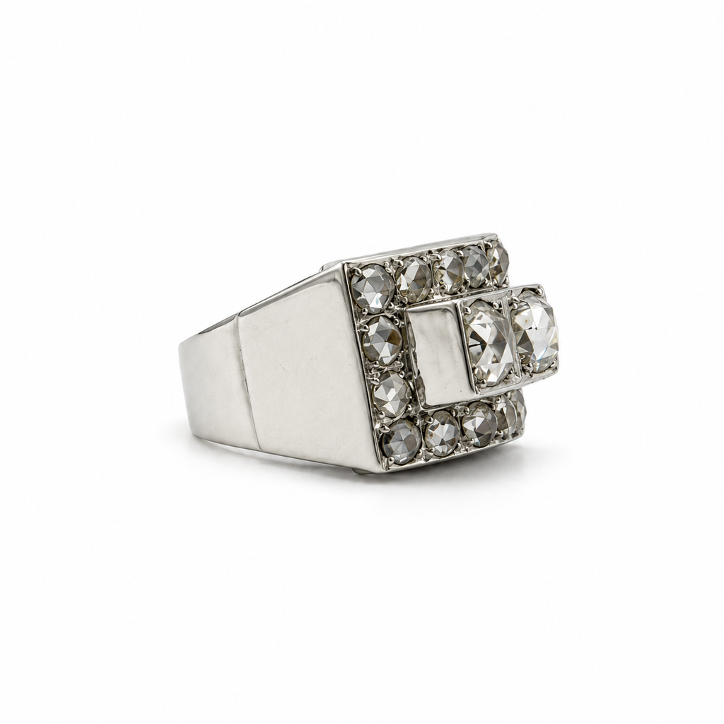 Bague Tank Or blanc et Diamants