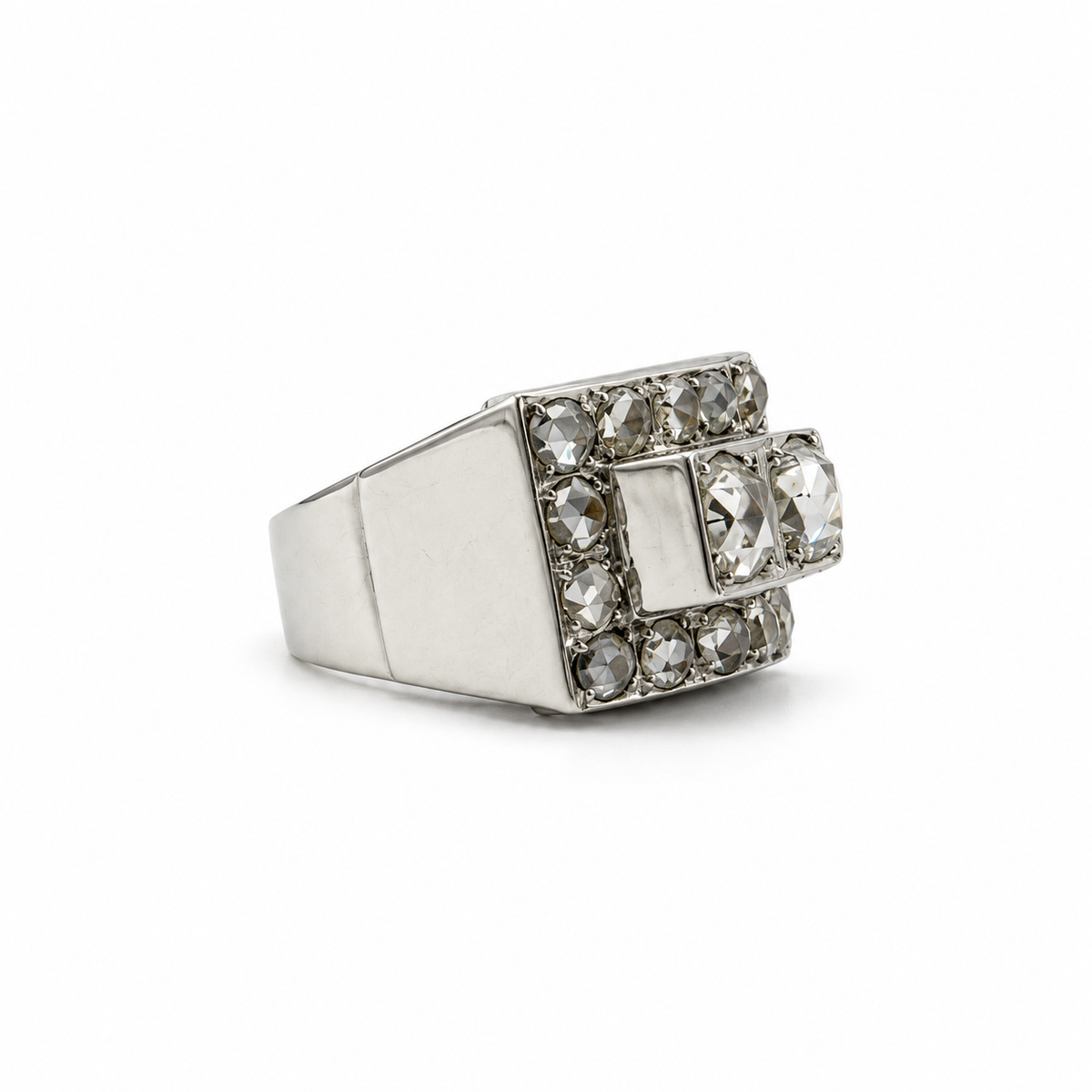 Bague Tank Or blanc et Diamants