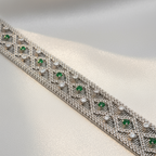 Vintage - Bracelet Or blanc - Diamants et Émeraudes