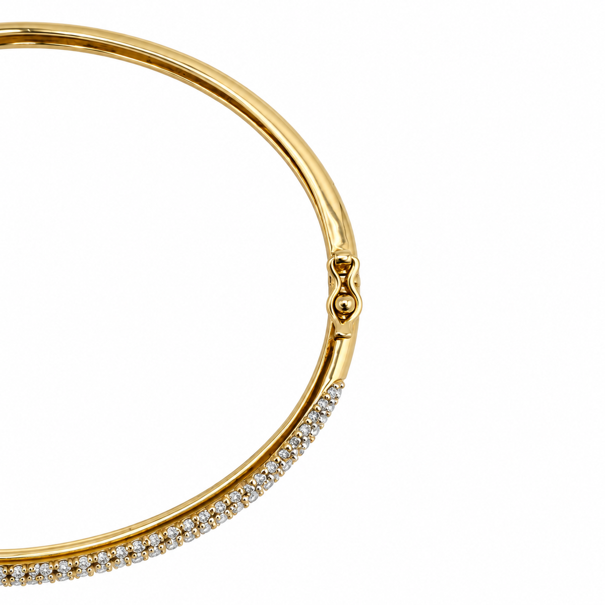 Bracelet Jonc semi pavé Or jaune et diamants