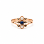 Bague Ancienne Or Rose - Saphir - Perles et diamants