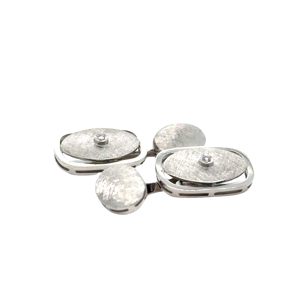 Boutons de Manchettes Or Blanc - Diamants