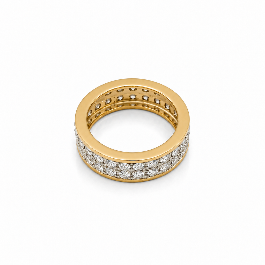 Bague bandeau  Or jaune et Blanc - Diamants