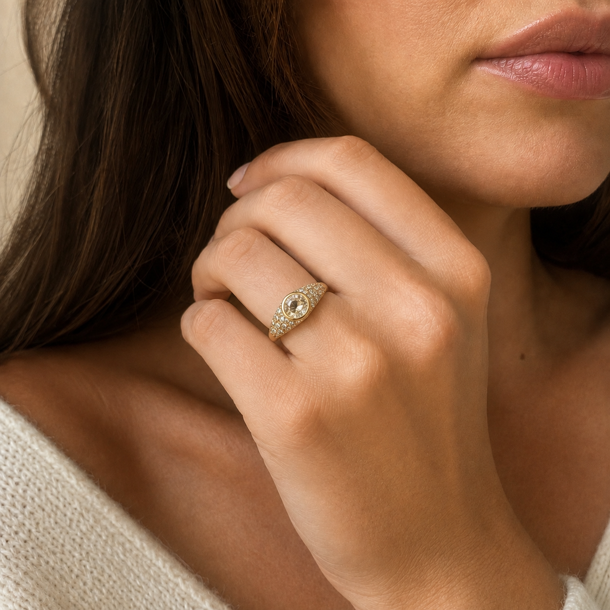 Bague Jonc - Or jaune - Diamants 1,55 carats