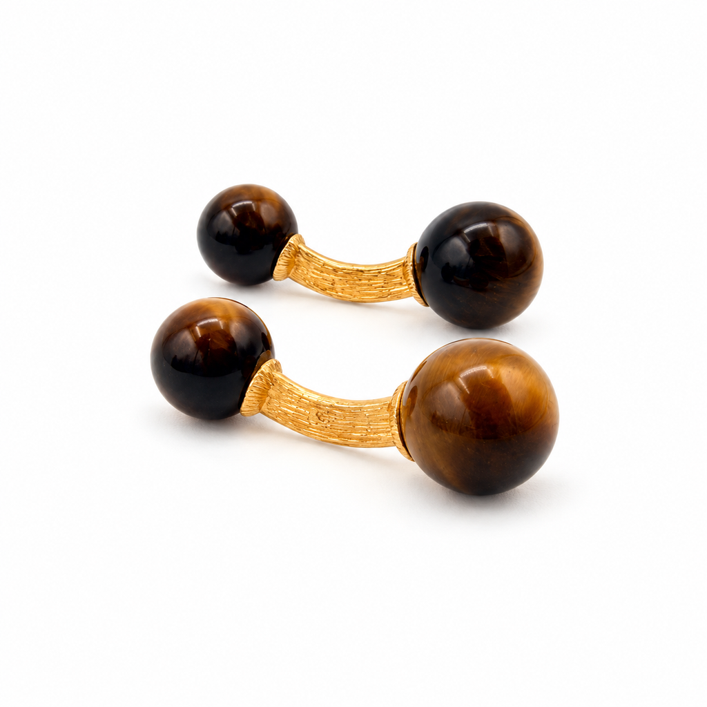 Boutons de manchette Or jaune œil de tigre