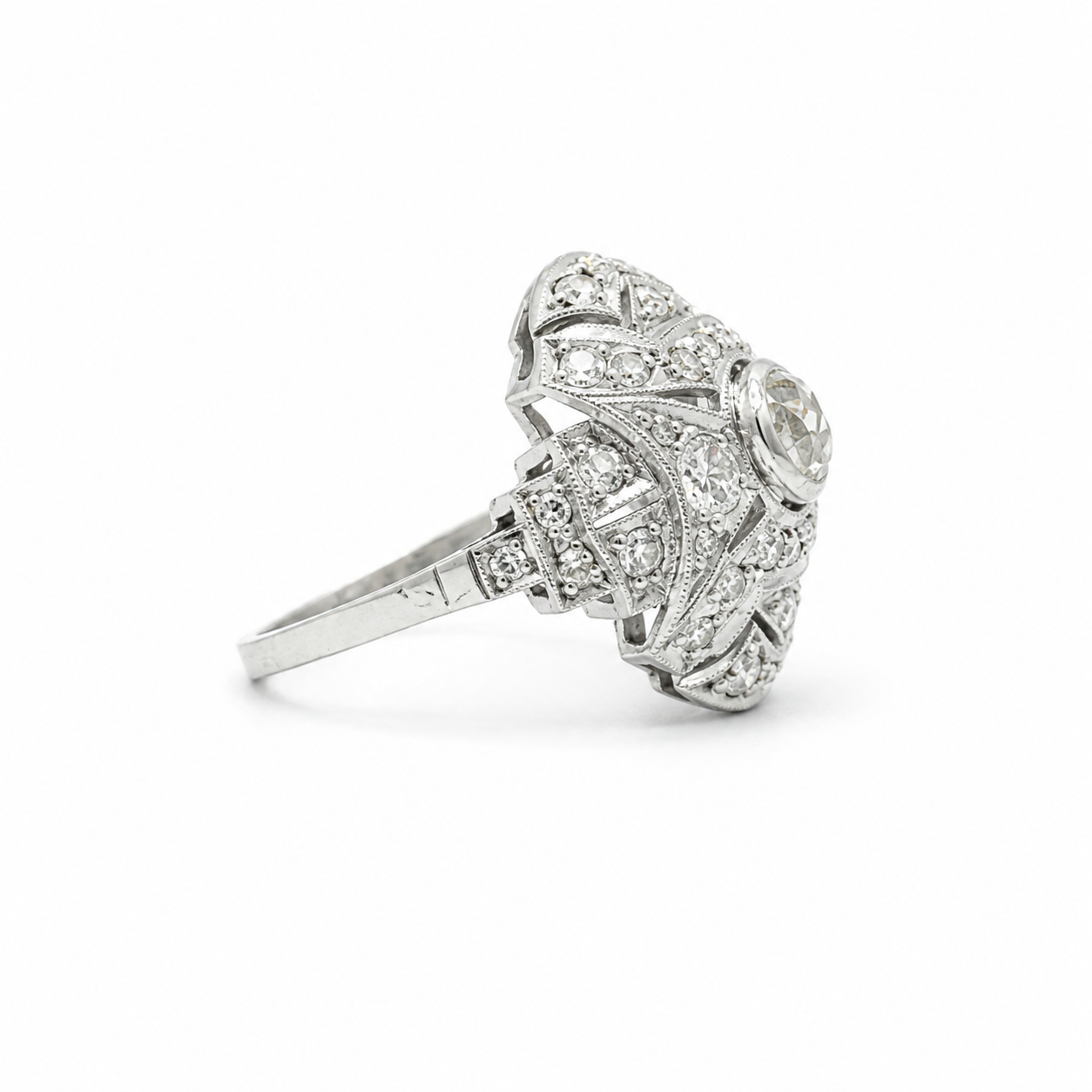 Art déco - Bague Platine - Diamants 1,30 carats