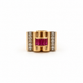 Bague Tank - Or jaune et diamants