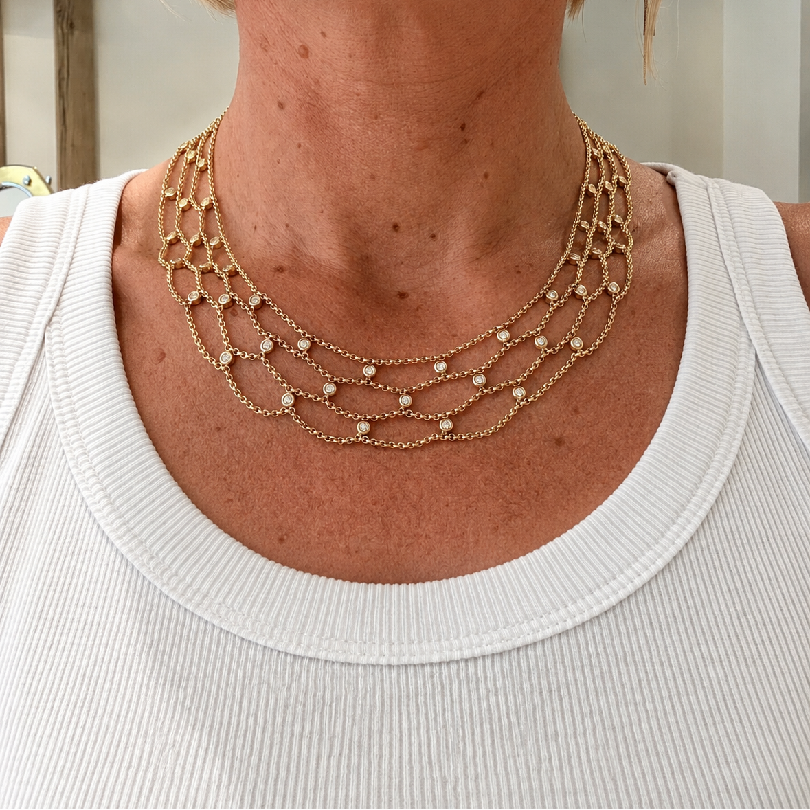 Chopard - Collier drapier « collection les chaînes » - Or jaune et diamants