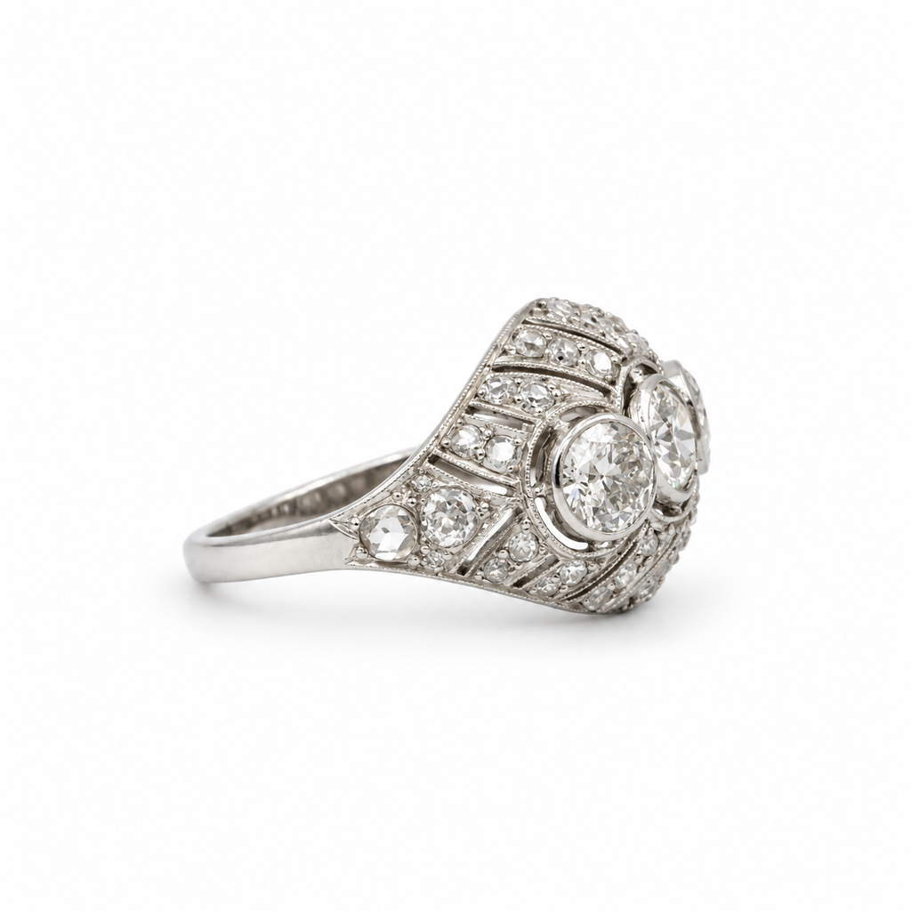 Art déco - Bague Platine - Diamants 1,50 carats