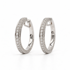 Boucles d’oreilles créoles - Or blanc et Diamants