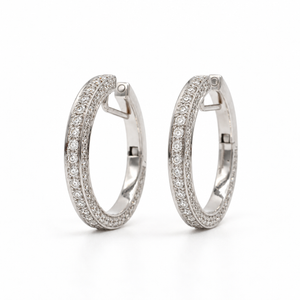 Boucles d’oreilles créoles - Or blanc et Diamants