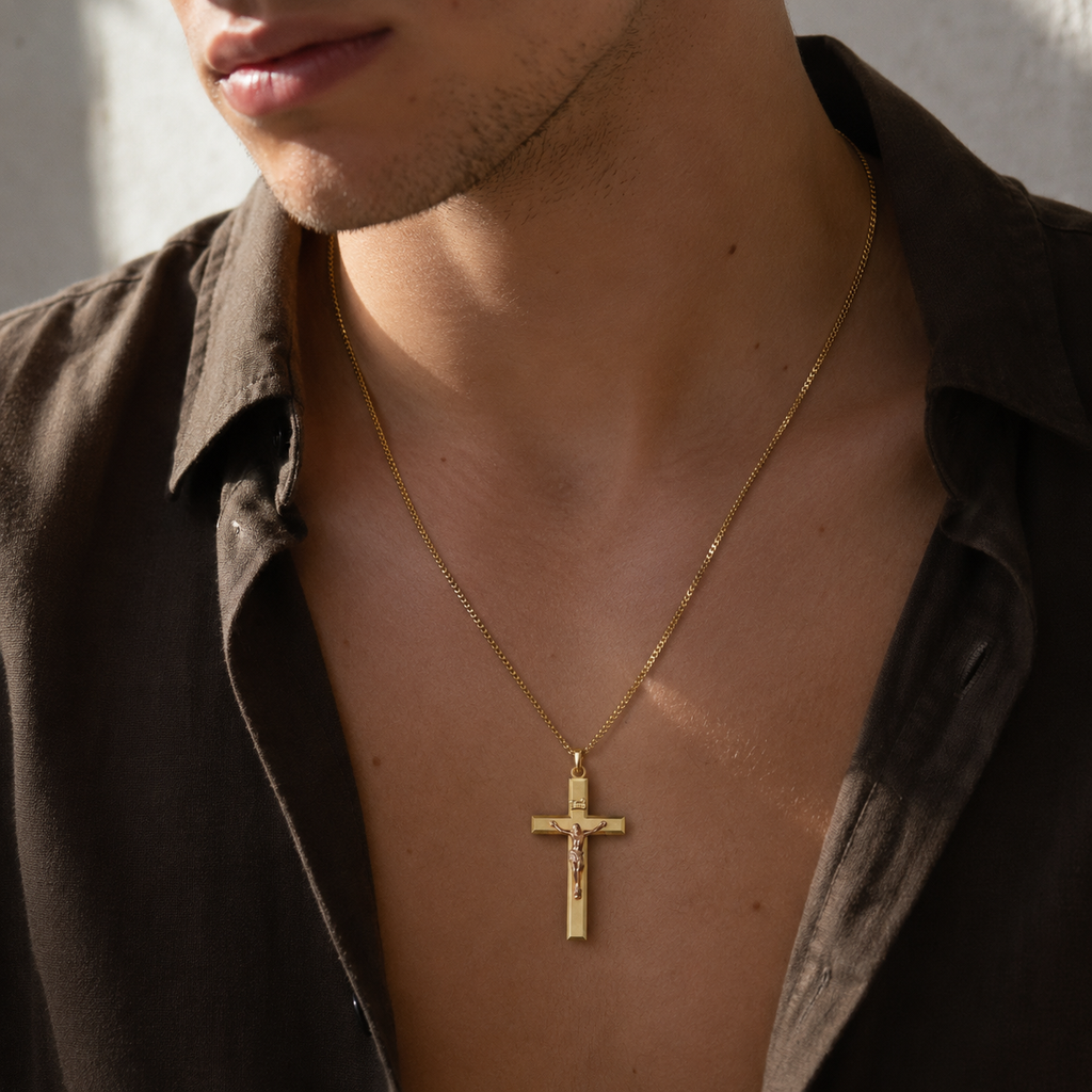 Pendentif Croix - Or jaune et Rose - Christ